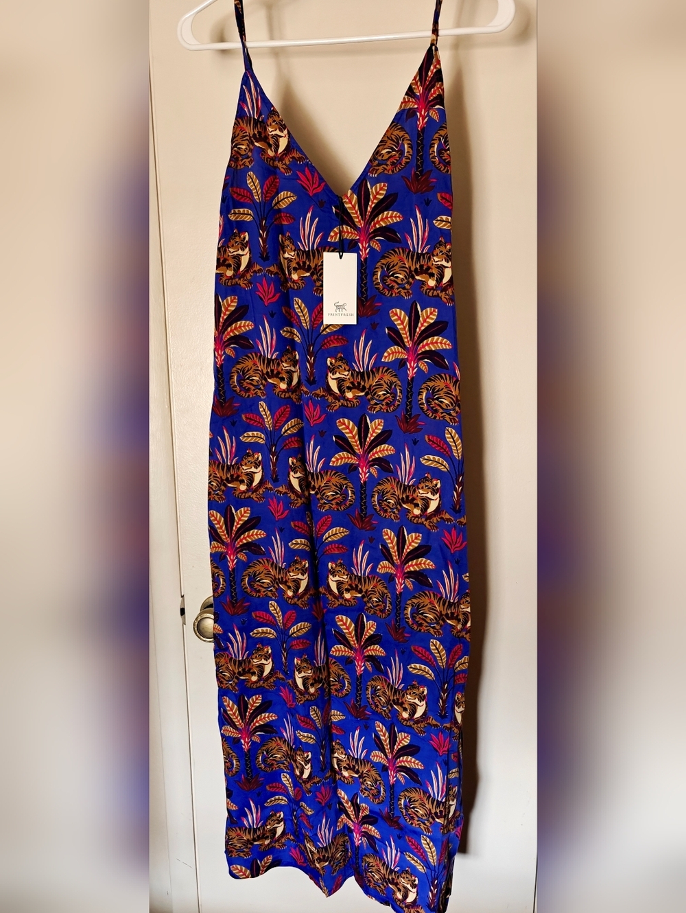 Printfresh Untamed Tiger Satin Chic to Sleep Nightie - Grape Soda,Size  Small - Picture 5 of 8